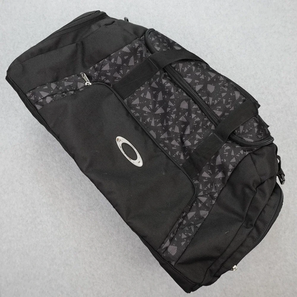 Oakley Duffel Bag Black Geometric Pattern Gym Travel 24